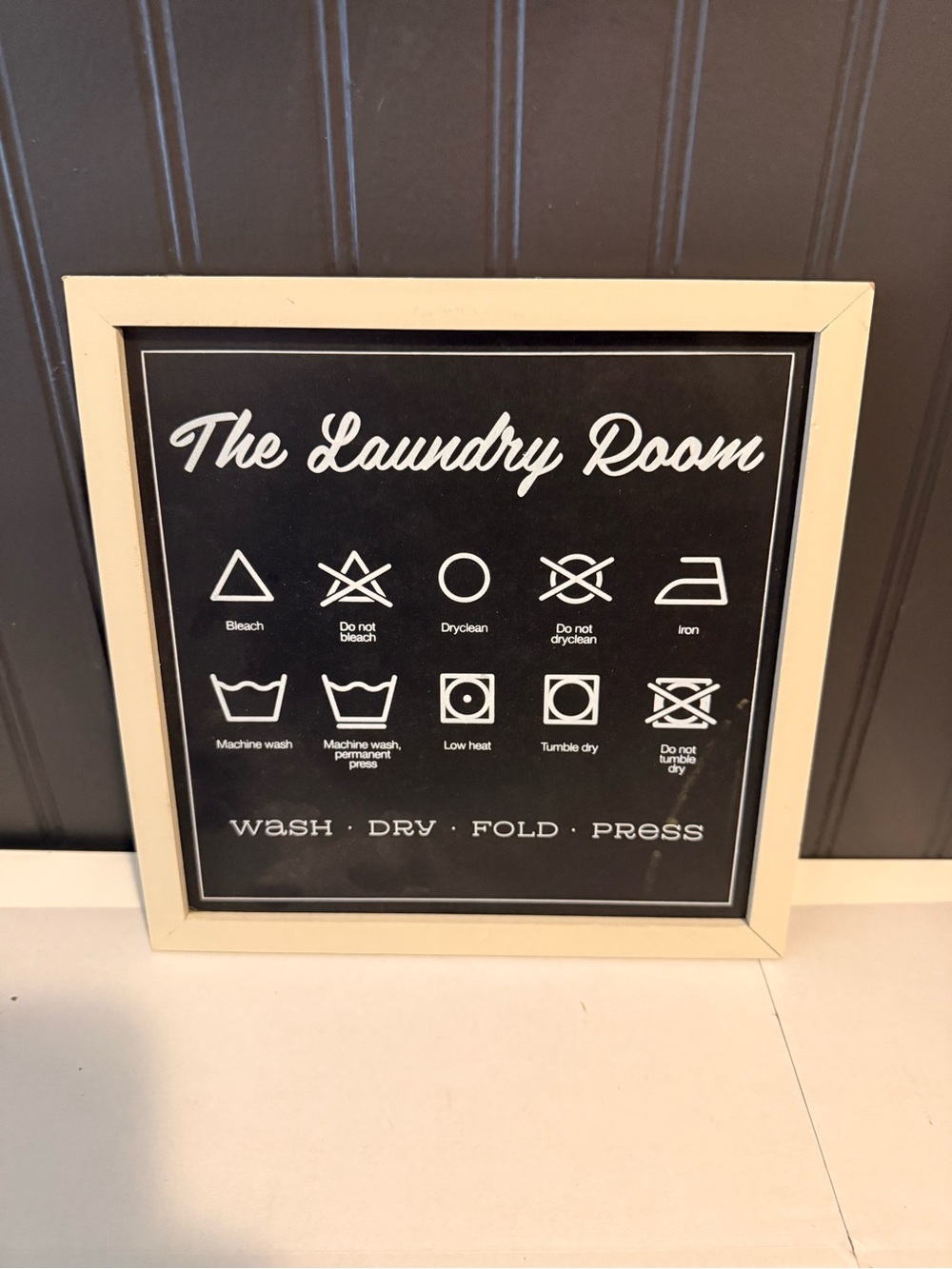 The Laundry Room Framed Sign - Black and Cream Frame
